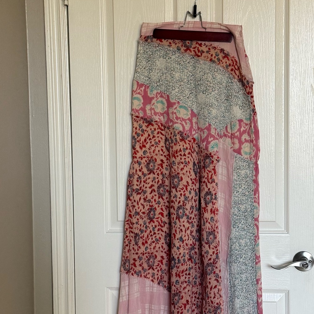Free People: Pink Floral Mixed-Print Midi Skirt - Size S - Picture 2 of 6